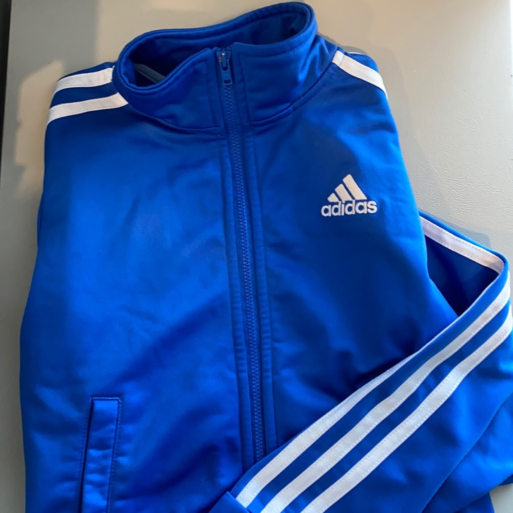 adidas Kids Royal Blue Track Jacket with White Stripes
